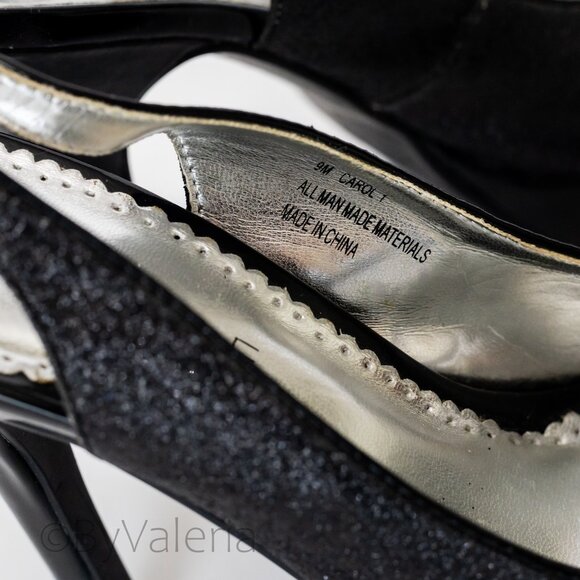 Rampage Sparkly Glitter Ladies Peep-toe Heels Pumps Black, Size 9M - Picture 6 of 10